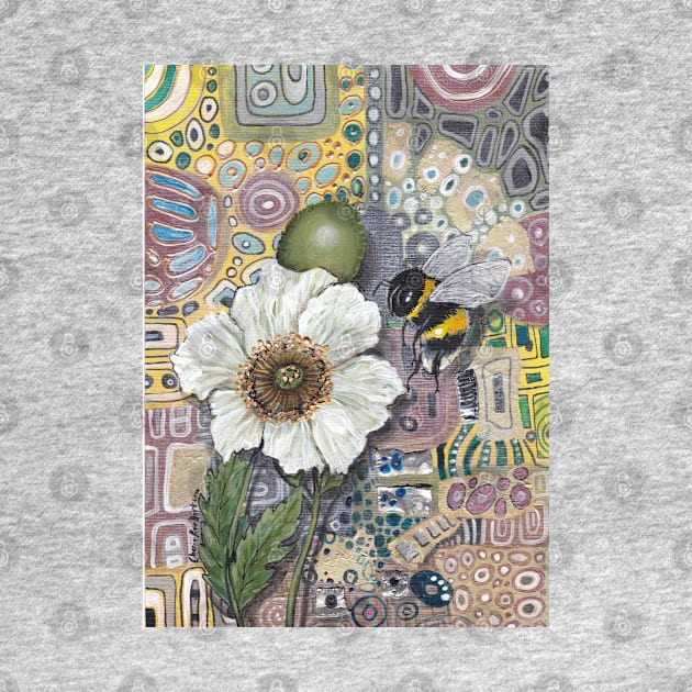 Bumblebee with White Poppy by cheriedirksen